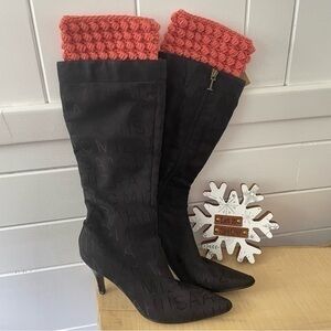 $15 SALE Handmade Boot Cuff Rusty Salmon Puff Stitch 11.5" Crochet Knit Spring